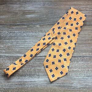 Vtg Polo Ralph Lauren 100% Silk Tie Mens Tangerine Orange Gold Blue Floral USA